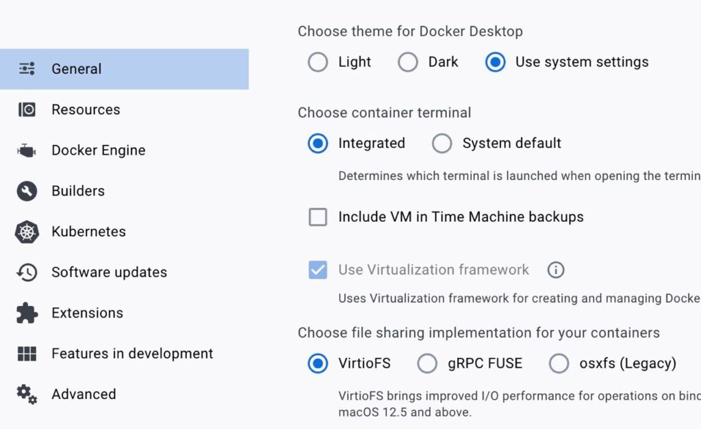 Docker - General settings