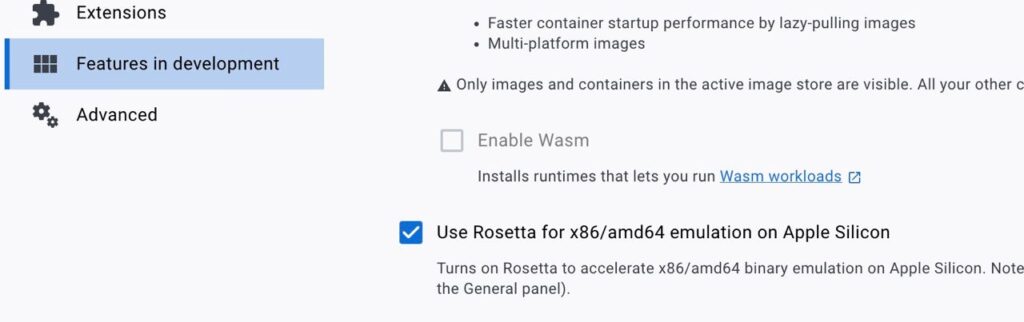 Docker - Features in development